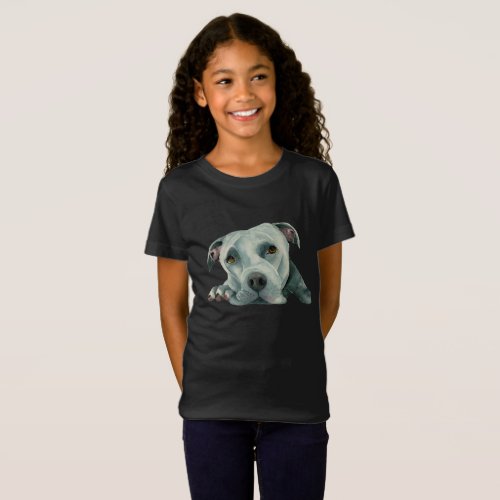Pit Bull Dog Watercolor  Big Ol Head T_Shirt