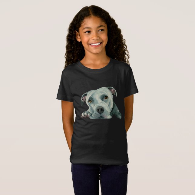 Pit Bull Dog Watercolor | Big Ol' Head T-Shirt (Front Full)