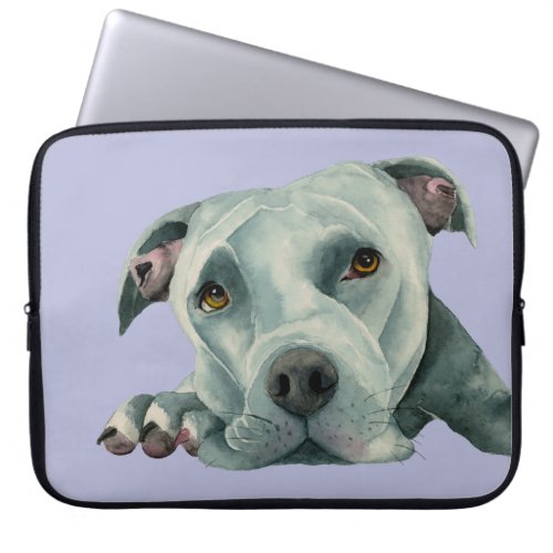 Pit Bull Dog Watercolor Portrait Dog Art Laptop Sleeve