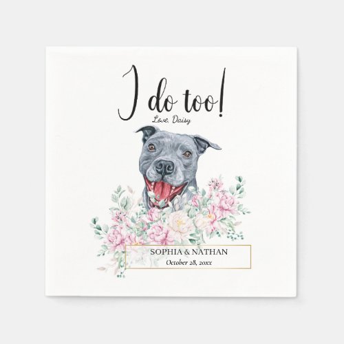 Pit Bull Dog Wedding Cocktail Napkins