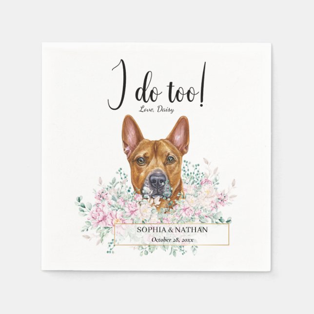 Pit Bull Dog Wedding Cocktail Napkins (Front)