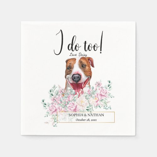 Pit Bull Dog Wedding Cocktail Napkins