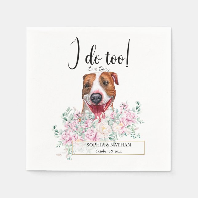Pit Bull Dog Wedding Cocktail Napkins (Front)