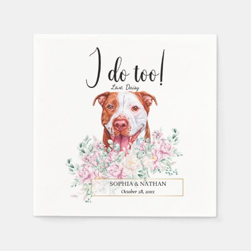 Pit Bull Dog Wedding Cocktail Napkins