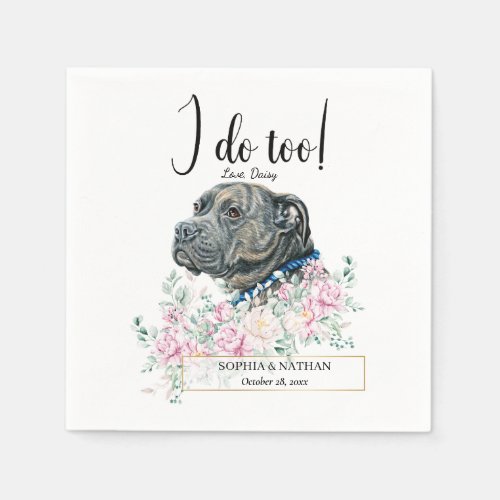 Pit Bull Dog Wedding Cocktail Napkins