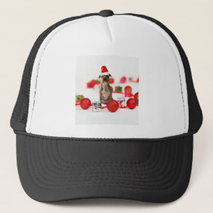 Pit Bull Dog with Gift box and Christmas Ornaments Trucker Hat