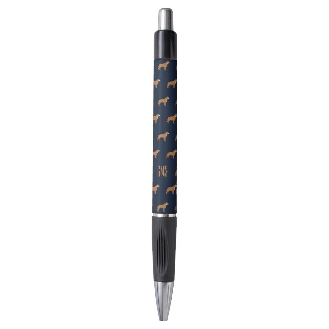 Pit Bull Dogs Pattern Monogrammed Pen (Front Vertical)