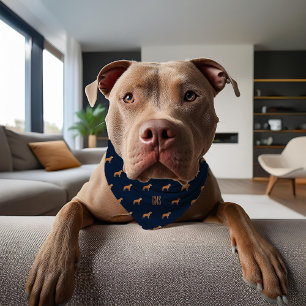 Pit Bull Dogs Pattern Monogrammed Pet Bandana Collar