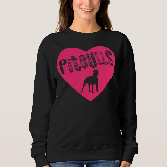 Pit Bull Heart Pitbulls Pink Transparent American  Sweatshirt (Front)