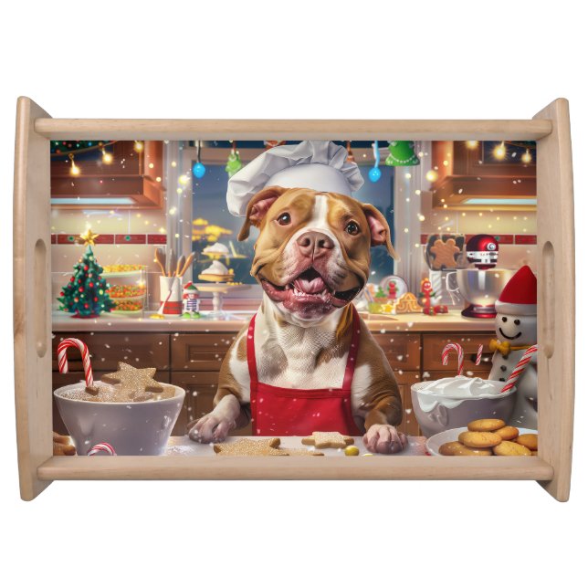 Pit Bull Holiday Baking: Festive Christmas  Serving Tray (Front)