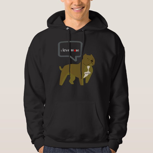 Pit Bull I Love Mom Tattoo Mother S Day Hoodie (Front)