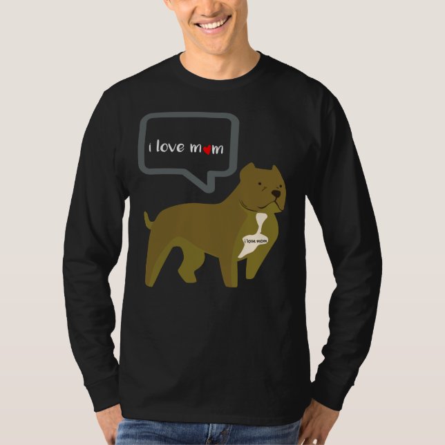 Pit Bull I Love Mom Tattoo Mother S Day T-Shirt (Front)
