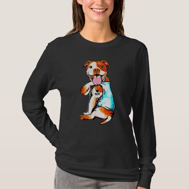 Pit Bull  I Love Mom Tattoo Mother's Day  1 T-Shirt (Front)