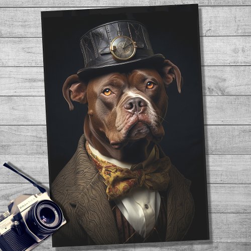 Pit Bull in Suit and Hat 1 Decoupage Paper