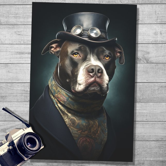 Pit Bull in Suit and Hat 2 Decoupage Paper (Creator Uploaded)