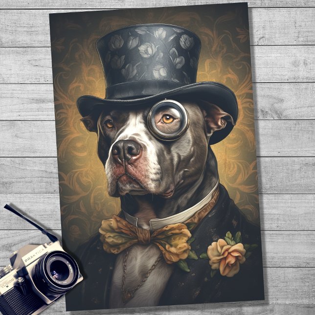 Pit Bull in Suit and Hat 3 Decoupage Paper (Creator Uploaded)