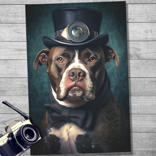 Pit Bull in Suit and Hat 4 Decoupage Paper