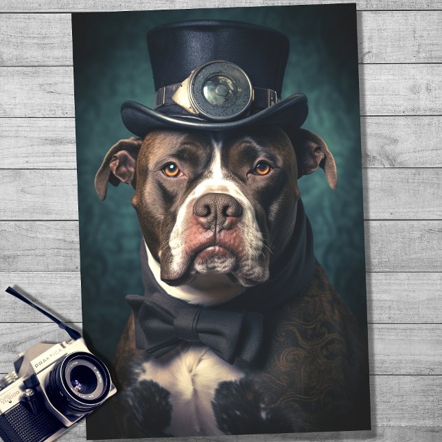 Pit Bull in Suit and Hat 4 Decoupage Paper (Creator Uploaded)
