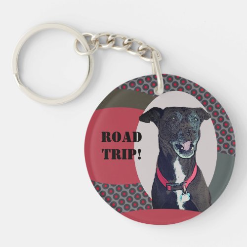 Pit Bull Lab Mix Dog Road Trip Ready Keychain