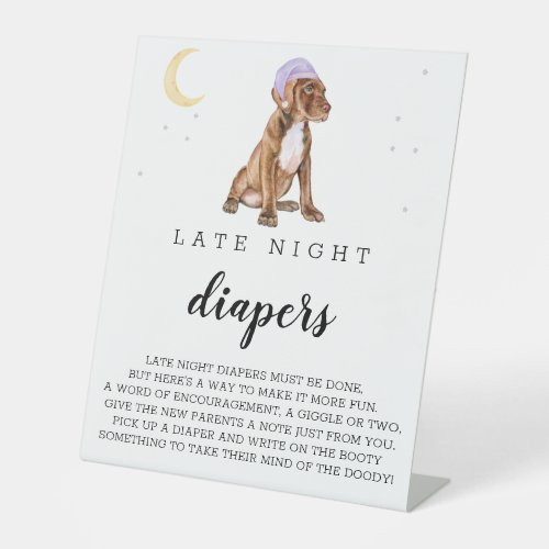 Pit Bull Late Night Diapers Beagle Watercolor Sign