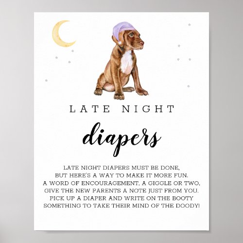 Pit Bull Late Night Diapers Beagle Watercolor Sign