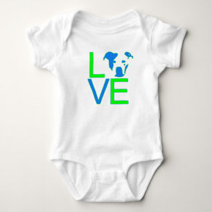 Pit Bull Love - Neon Green and Blue Baby Bodysuit