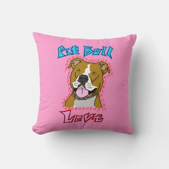 Pit Bull Love Throw Pillow (Front)