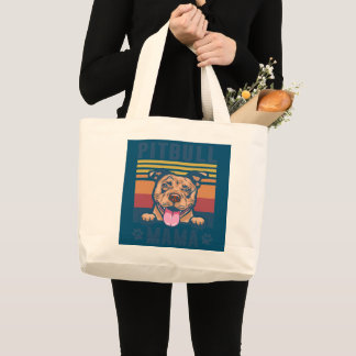 Pit Bull Mama Mother Retro Gifts Dog Mom  Large Tote Bag