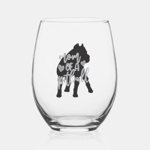 Pit Bull Mom Classic T_Shirt Stemless Wine Glass