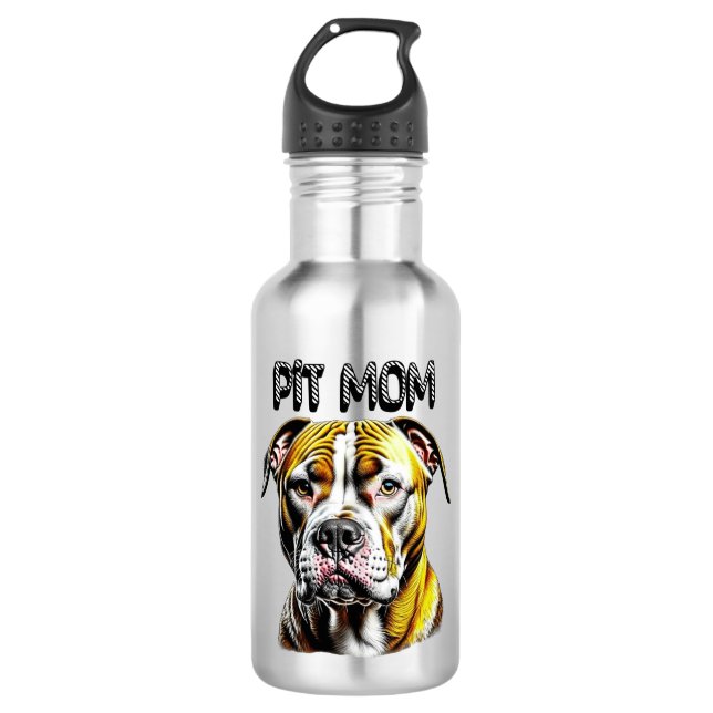 Pit Bull Mom| Dog Lover's   Stainless Steel Water Bottle (Front)