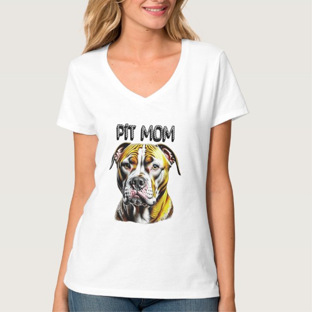 Pit Bull Mom | Dog Lover's  T-Shirt (Front)