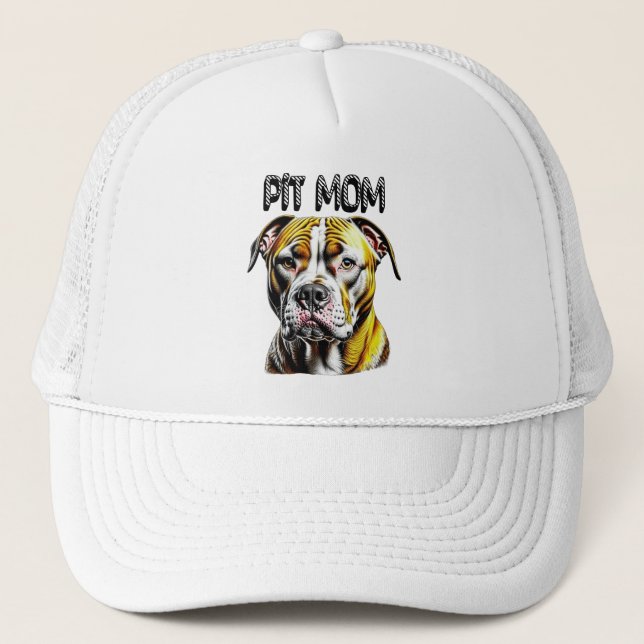 Pit Bull Mom | Dog Lover's  Trucker Hat (Front)