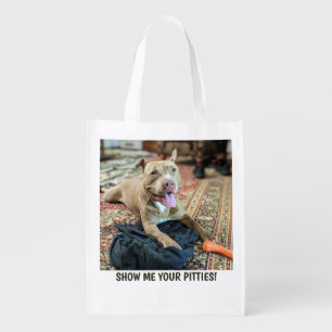 Pit Bull Mom Funny Grocery Bag
