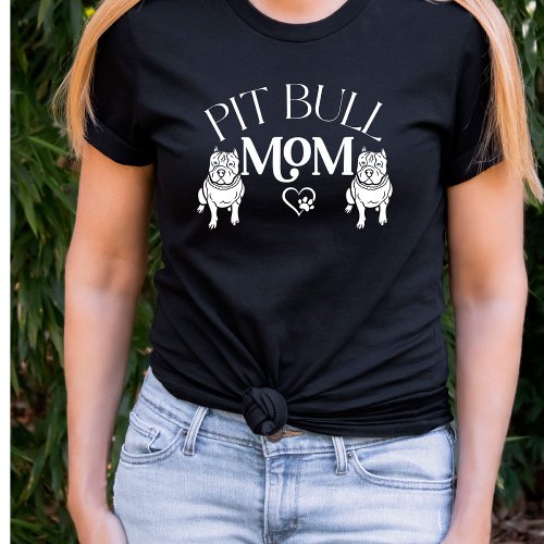  Pit Bull Mom Heart Dog Paw T_Shirt