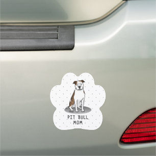 Pit Bull Mom (lt brindle white 3) Car Magnet