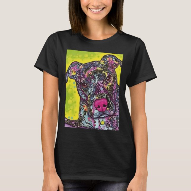 Pit Bull Naala Dog Colourful Watercolour T-Shirt (Front)