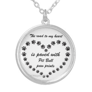 Pit Bull Paw Prints Silver Plated Necklace
