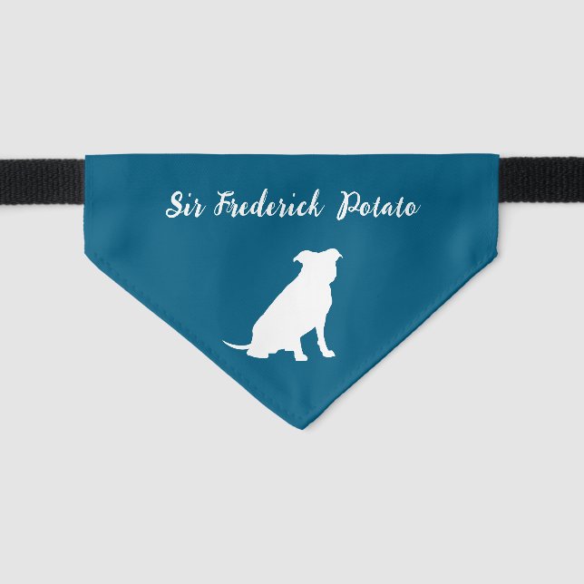 Pit Bull Pitbull Dog Puppy Silhouette with Name Pet Bandana Collar (Front)