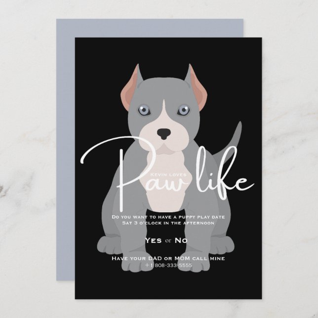 Pit bull play date invitation (Front/Back)