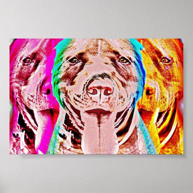 Pit Bull Pop Art Portrait Poster (Front)