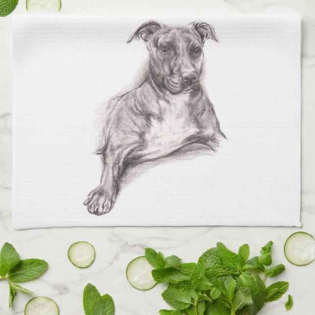 Pit Bull Portrait in Charcoal Towel (Folded)