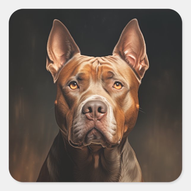 Pit Bull Portrait Square Sticker (Front)