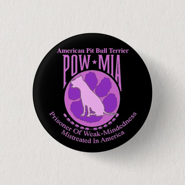 Pit Bull POW MIA Button Purple (Front)