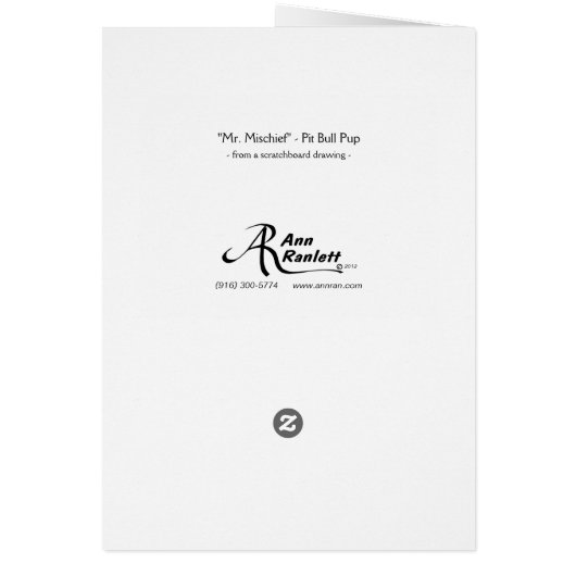 Pit Bull Pup Card - "Mr. Mischief" (Back)