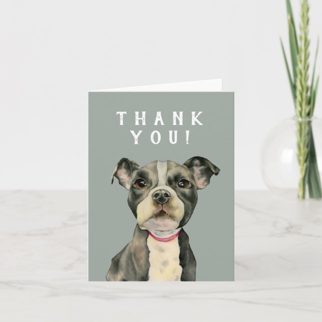 Pit Bull Puppy Dog Thank You Card (Front)
