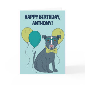 Pit Bull Puppy Dog Wearing Glasses Personalized Card