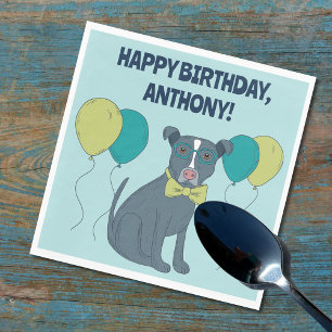 Pit Bull Puppy Dog Wearing Glasses with Balloons Napkins