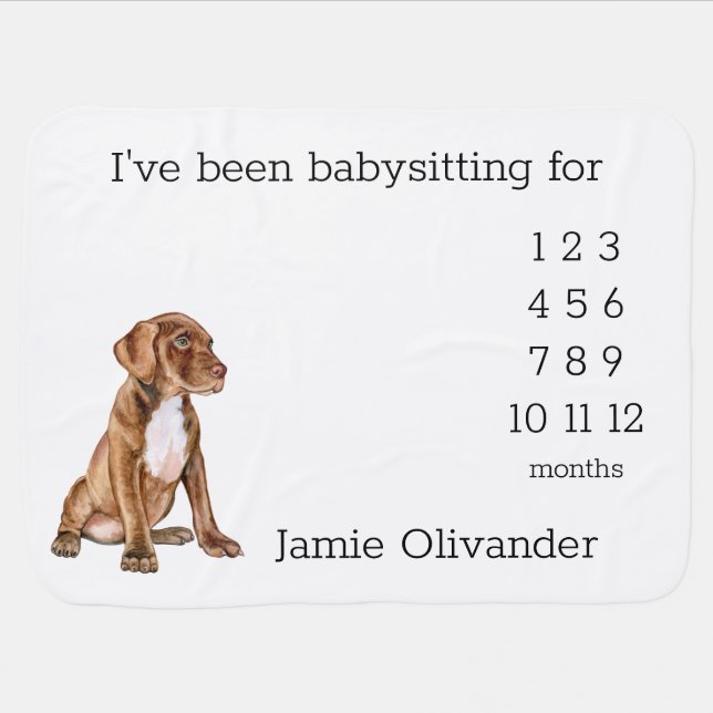 Pit Bull Puppy Milestone Blanket Monthly (Horizontal)