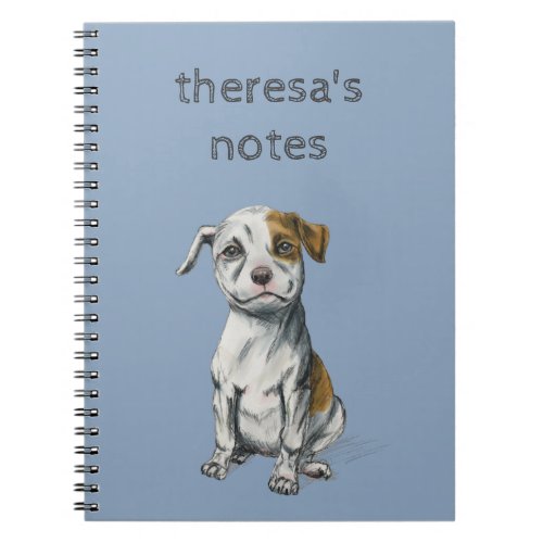 Pit Bull Puppy Sketch Drawing  Add Your Name Notebook