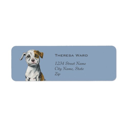 Pit Bull Puppy Sketch Drawing  Editable Label